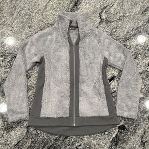 The North Face Furry‎ Fleece Jacket Womens Small Gray Full Zip Pockets Outdoors